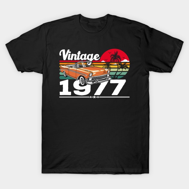 Classic Vintage 77's Car Sunset, Born in 1977 Birthday T-Shirt by Kawaii_Tees